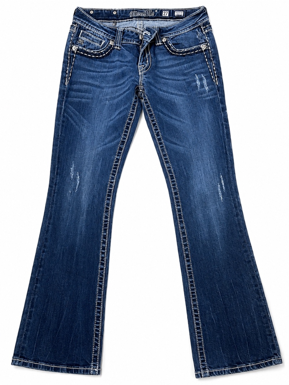 Miss Me Women's Blue Bootcut Jeans distressed, NWOT size 27